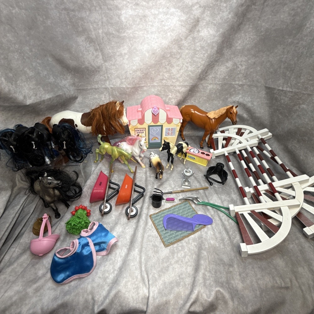Breyer Model Horses Unicorns Lot of 10 Some w Shop Jumping Oxer & Accessories
